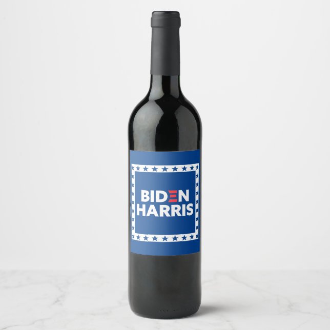 Rótulo De Garrafa De Cerveja Biden / Harris Stars Frame White Blue (Frente)