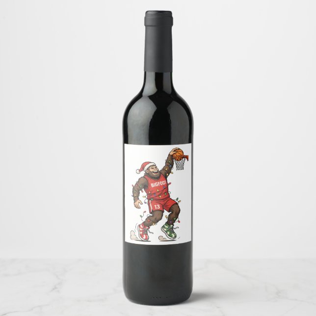 Rótulo De Garrafa De Cerveja Bigfoot Sasquatch Basquete Natal 2026 Feriado (Frente)