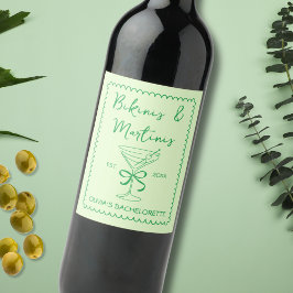 Rótulo De Garrafa De Cerveja Bikinis Wavy Desenhado à Mão & Martinis Bacheloret