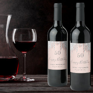 Rótulo De Garrafa De Cerveja Birthday party rose gold glitter pink silver