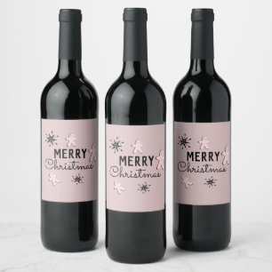 Rótulo De Garrafa De Cerveja Biscoito De Natal Gingerbread Rosa
