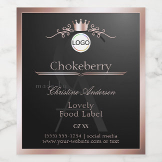 Rótulo De Garrafa De Cerveja Black Product Label Rose Gold Frame Logo Monogram