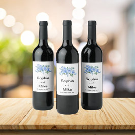 Rótulo De Garrafa De Cerveja Blue Watercolour Floral and Butterflies Wedding 