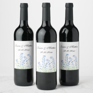 Rótulo De Garrafa De Cerveja Bluebells Blue floral Watercolor Casamento