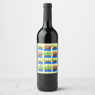 Rótulo De Garrafa De Cerveja Blumentöpfe mit Blumen
