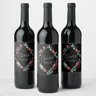 Rótulo De Garrafa De Cerveja Boêmia Saúde Rosas vermelhas Negras Vinho de Casam