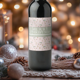 Rótulo De Garrafa De Cerveja Boho blush Carro Feliz de Natal e Árvore de Natal