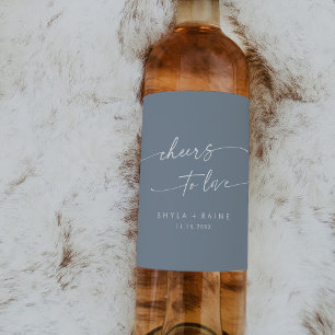 Rótulo De Garrafa De Cerveja Boho Chic Dusty Blue Cheers to Love Weding