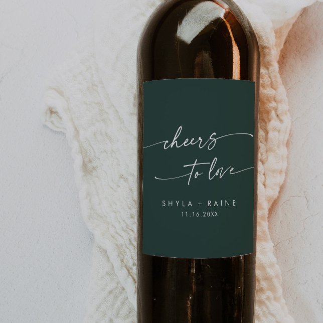 Rótulo De Garrafa De Cerveja Boho Chic Emerald Green Saúde para o casamento (Criador carregado)