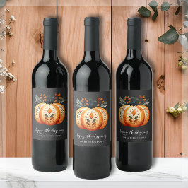 Rótulo De Garrafa De Cerveja Boho Folk Pumpkin Ação de Graças