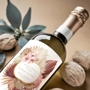 Rótulo De Garrafa De Cerveja Boho Oasis Wedding Floral Obrigado ID959