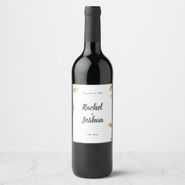 Rótulo De Garrafa De Cerveja Boho Peach Flor Silvestre e Casamento Verde Salvia
