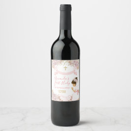 Rótulo De Garrafa De Cerveja Boho Pink Floral Girl First Santa Cruz Comunitária