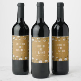 Rótulo De Garrafa De Cerveja Boho Rústico Floral Mostarda Amarelo Casamento Per