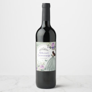 Rótulo De Garrafa De Cerveja Boho Sage Green Purple Floral Quinceañera