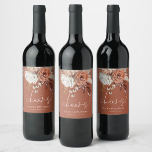 Rótulo De Garrafa De Cerveja Boho Terracotta Florals Anima Nomes Casamento Marr