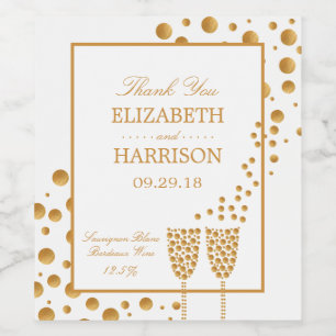 Rótulo De Garrafa De Cerveja Boias de vinho espumante Douradas Casamento