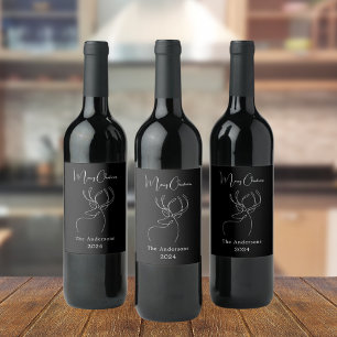 Rótulo De Garrafa De Cerveja Bois-abstrato preto-branco, Natal moderno