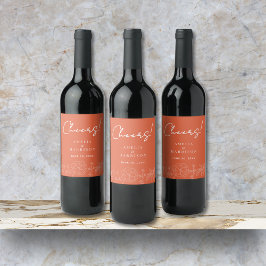 Rótulo De Garrafa De Cerveja Bois Verona Sunset Elegante Orange Floral Weding