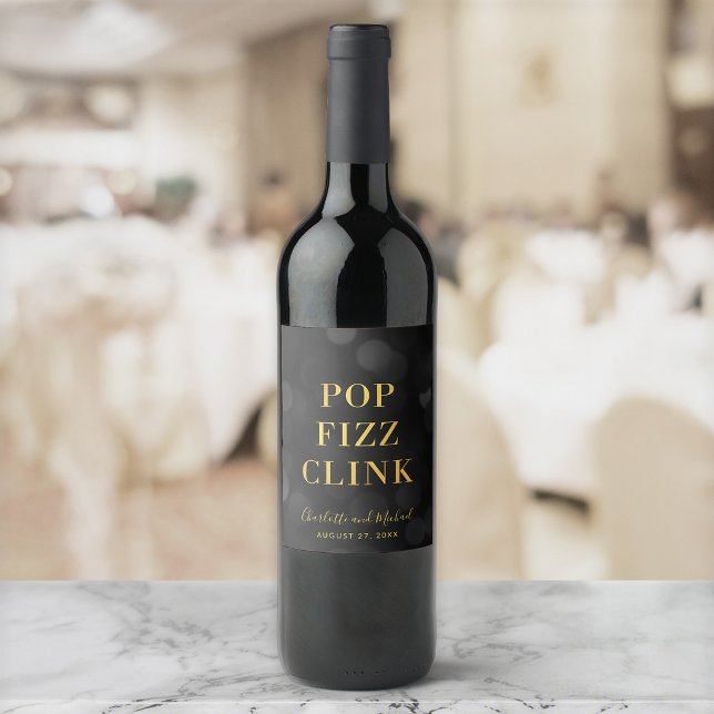 Rótulo De Garrafa De Cerveja Bokeh Escuro Fizz Tilintar Dourado Pop (Criador carregado)