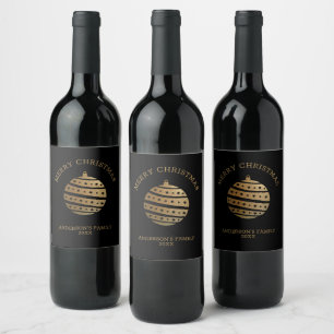 Rótulo De Garrafa De Cerveja Bola de Natal Ouro