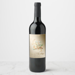 Rótulo De Garrafa De Cerveja Bola de Natal,Rena,Taça de Vinho ,Flocos de Neve