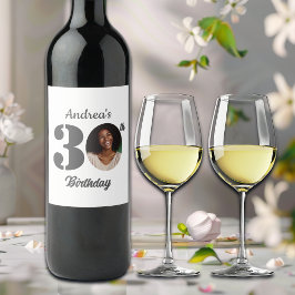 Rótulo De Garrafa De Cerveja Bold 30th Birthday Party Photo