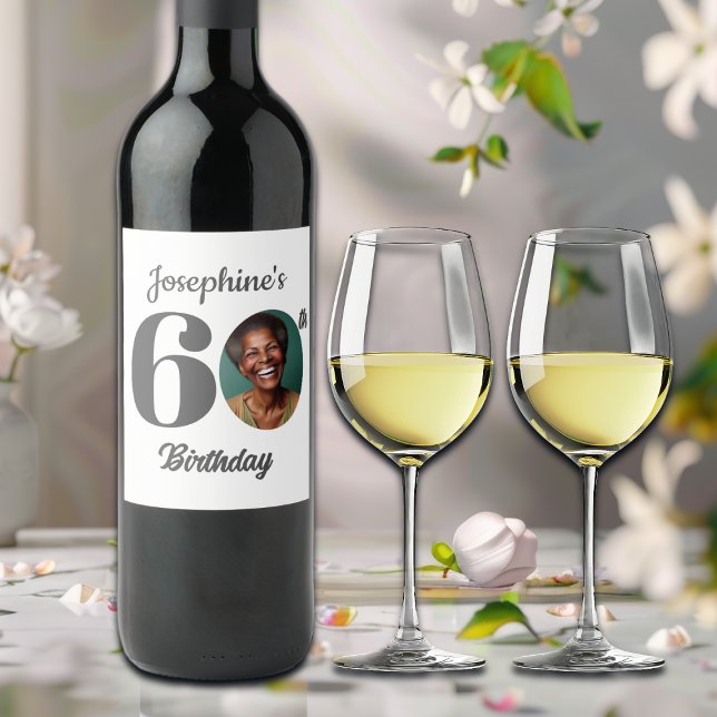 Rótulo De Garrafa De Cerveja Bold 60th Birthday Party Photo (Criador carregado)