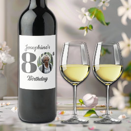 Rótulo De Garrafa De Cerveja Bold 80th Birthday Party Photo