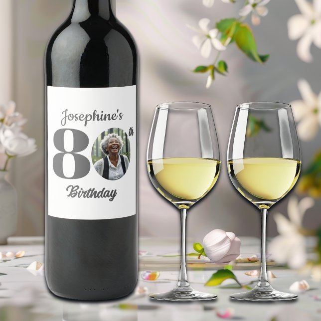 Rótulo De Garrafa De Cerveja Bold 80th Birthday Party Photo (Criador carregado)