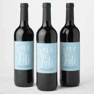 Rótulo De Garrafa De Cerveja Bold Calligraphy White Azure moderno salve a data