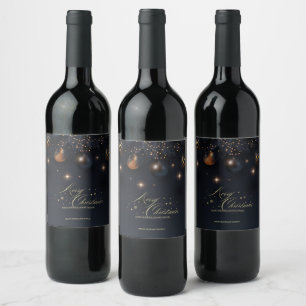 Rótulo De Garrafa De Cerveja Bolinhas de Natal Ramos de Pinheiro Preto