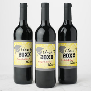 Rótulo De Garrafa De Cerveja Boné de formatura, ano de classe 20XX festa Dourad