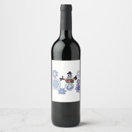 Rótulo De Garrafa De Cerveja Boneco de neve quente 