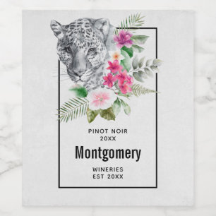 Rótulo De Garrafa De Cerveja Bonita Cabeça-Leopardo no Fazer de Vinho em Aquar