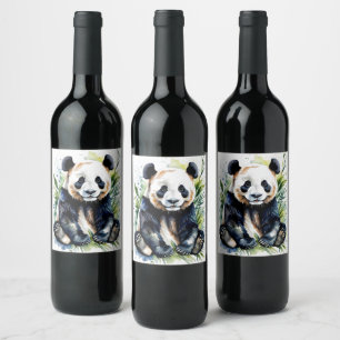 Rótulo De Garrafa De Cerveja Bonita Watercolor Panda Bear