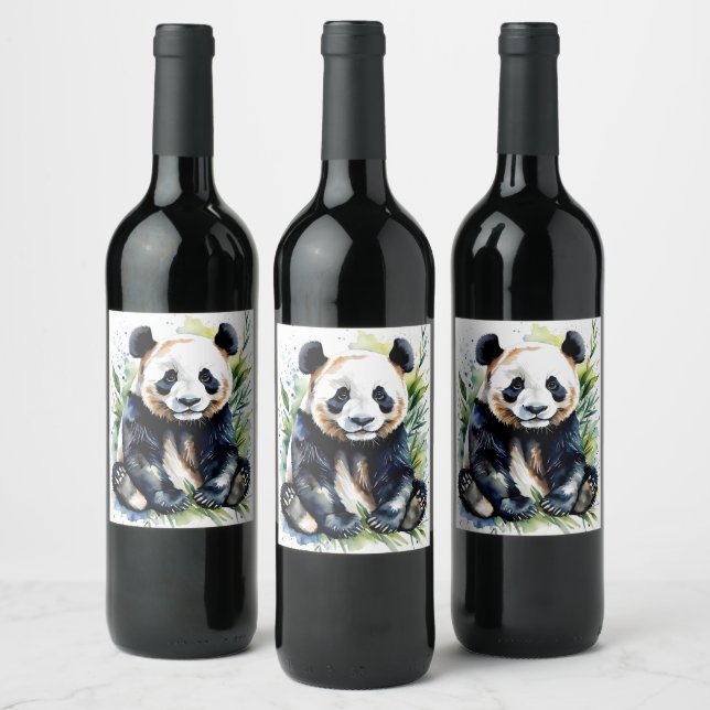 Rótulo De Garrafa De Cerveja Bonita Watercolor Panda Bear (Garrafas)