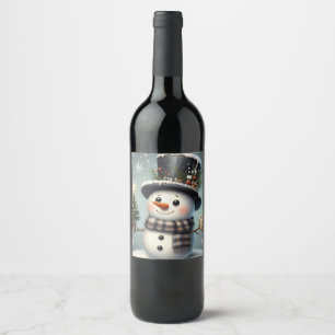 Rótulo De Garrafa De Cerveja Bonito boneco de Natal/Neve de inverno
