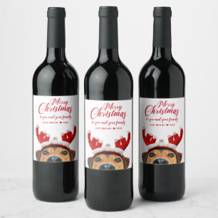 Rótulo De Garrafa De Cerveja Bonito Cachorro de Natal Reindeer Antler Headband