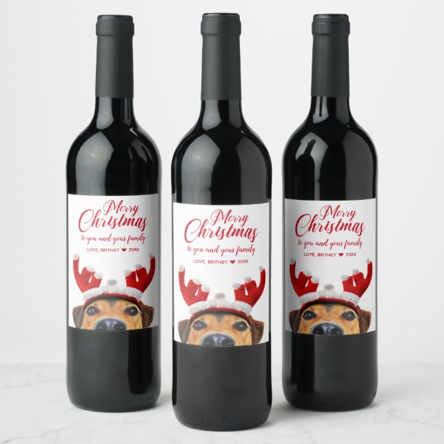 Rótulo De Garrafa De Cerveja Bonito Cachorro de Natal Reindeer Antler Headband (Garrafas)