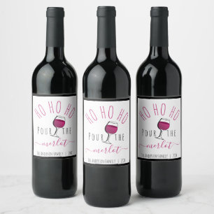 Rótulo De Garrafa De Cerveja Bonito Divertido Ho Ho Ho Despeje o Vinho Merlot