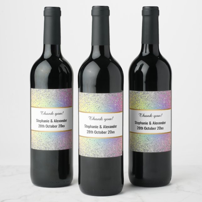 Rótulo De Garrafa De Cerveja Bonito Rainbow Sparkle CUSTOM (Garrafas)