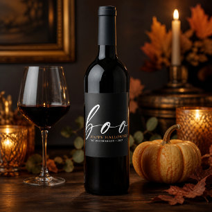 Rótulo De Garrafa De Cerveja Boo Feliz Halloween Preto