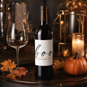 Rótulo De Garrafa De Cerveja Boo Personalizado Feliz Halloween Branco