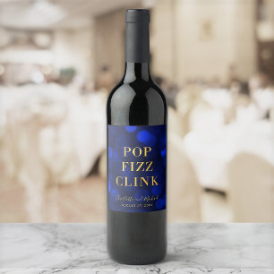 Rótulo De Garrafa De Cerveja Bóque Azul Safira Falso Pop Fizz Tilintar Dourado