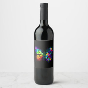 Rótulo De Garrafa De Cerveja Borboleta-flor-arco-íris
