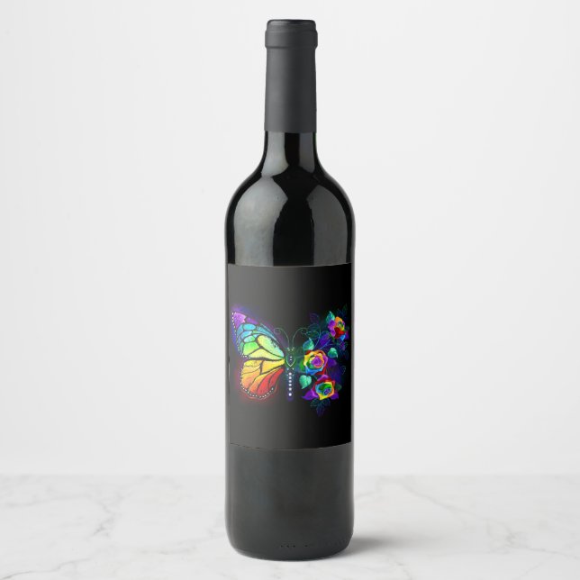 Rótulo De Garrafa De Cerveja Borboleta-flor-arco-íris (Frente)