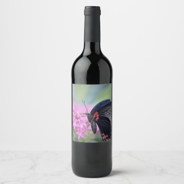 Rótulo De Garrafa De Cerveja Borboleta na flor (Frente)