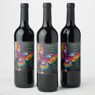 Rótulo De Garrafa De Cerveja Borboleta Whimsical Romance Convite para Casamento
