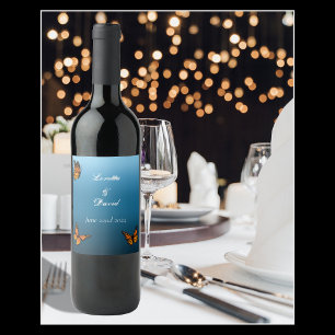 Rótulo De Garrafa De Cerveja Borboletas Monarca Azul Ombre